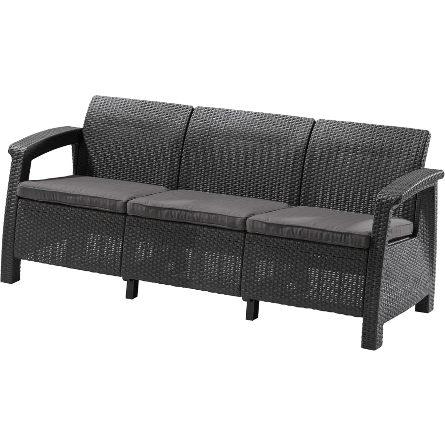 Диван пластиковый Корфу Макс (Corfu love seat max) графит