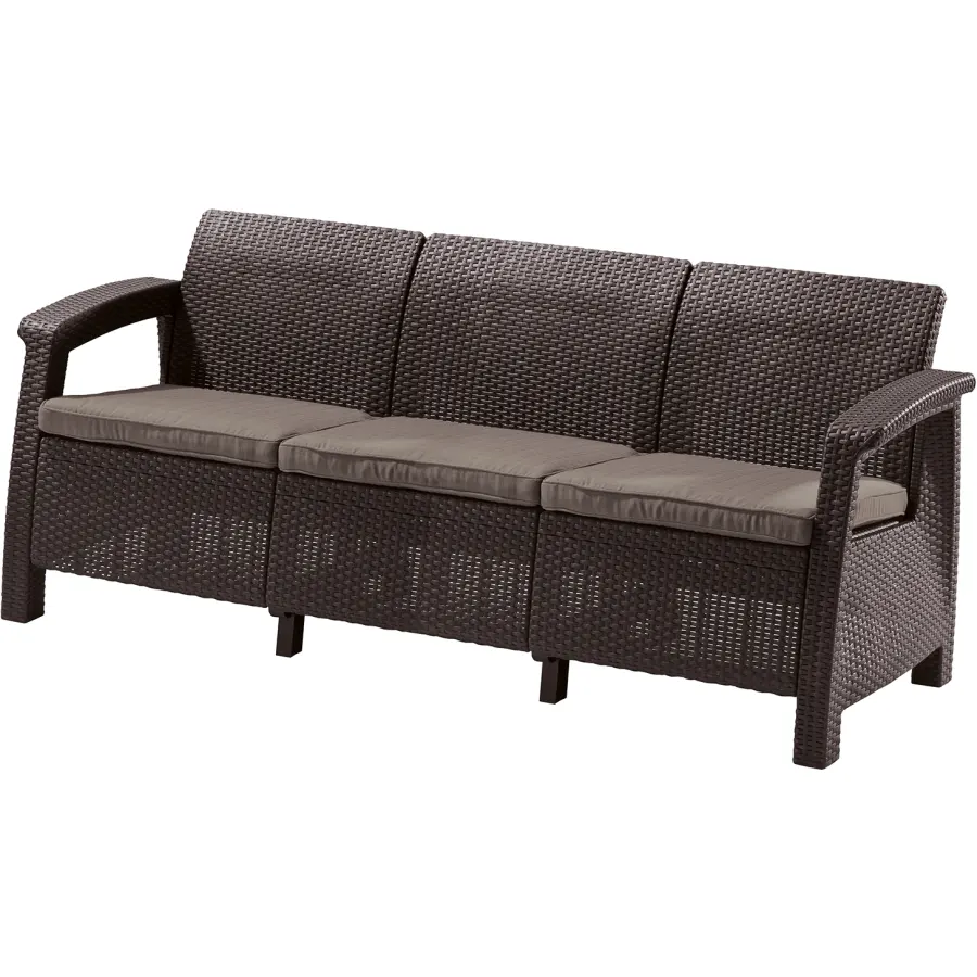 Диван пластиковый Корфу Макс (Corfu love seat max) коричневый