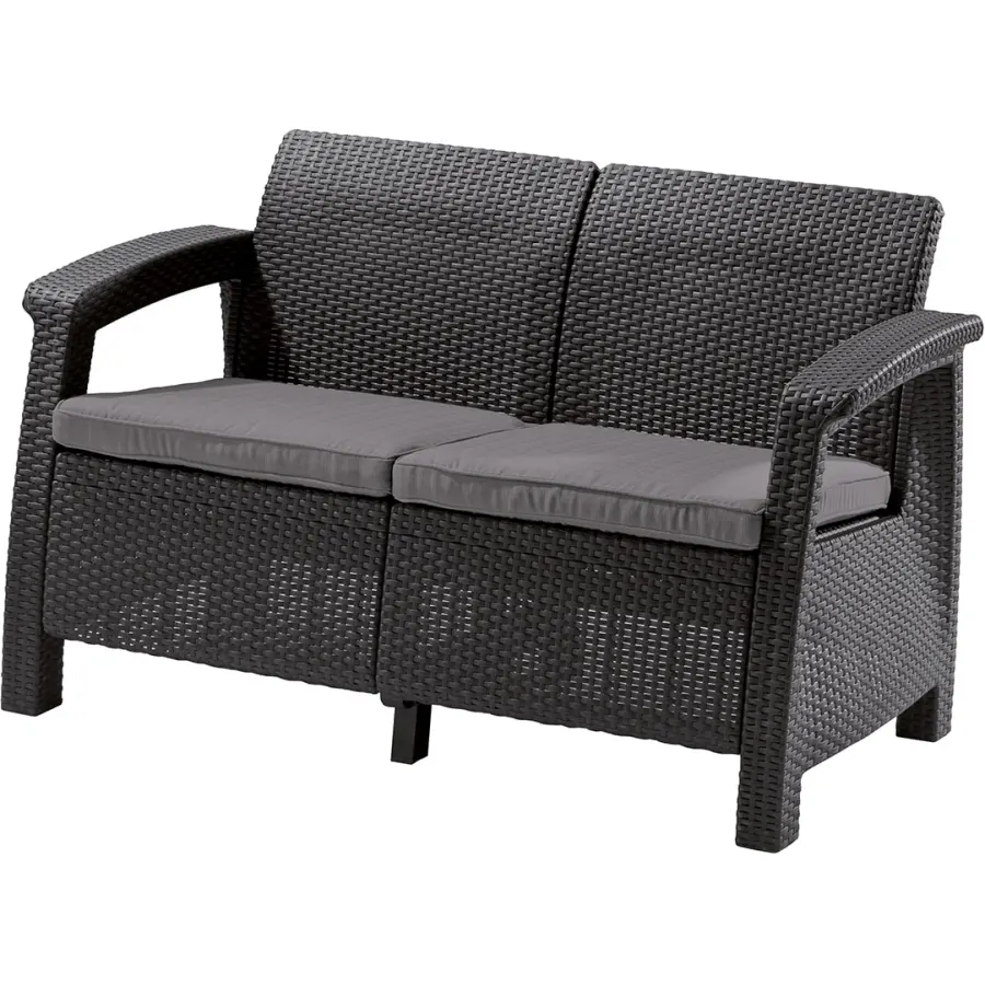 Диван пластиковый Корфу (Corfu love seat) графит