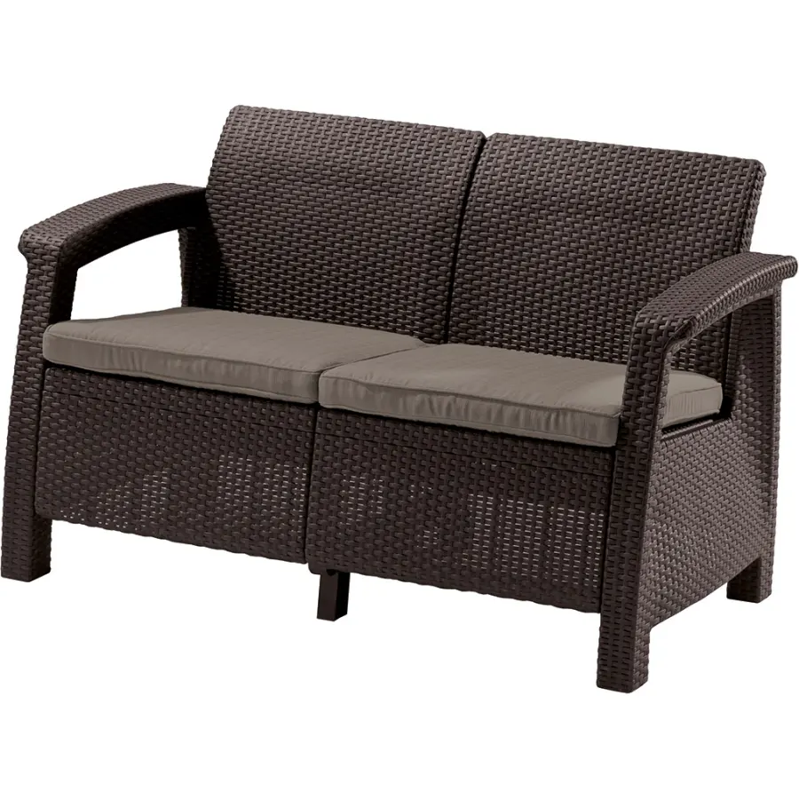Диван пластиковый Корфу (Corfu love seat) коричневый